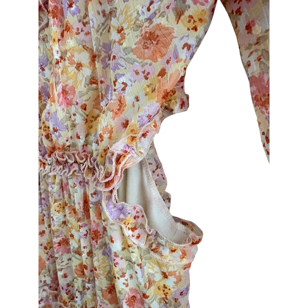 Jessica Simpson‎ Womens M Floral Ruffle Tiered Dress Boho Cottagecore Cutout - Picture 4 of 10